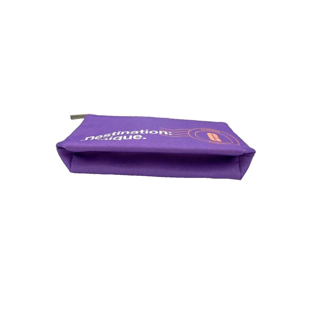 Destination Clinique Cosmetic‎ Makeup Bag 5x10x3 Purple Orange White -Set of 15